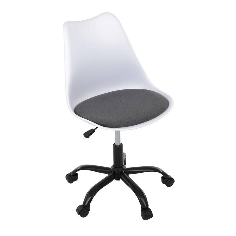 Autronic - Židle kancelářská, bílá plastová skořepina, sedák šedá látka, kovový kříž - KA-X7055 GREY AKCE NOVINK