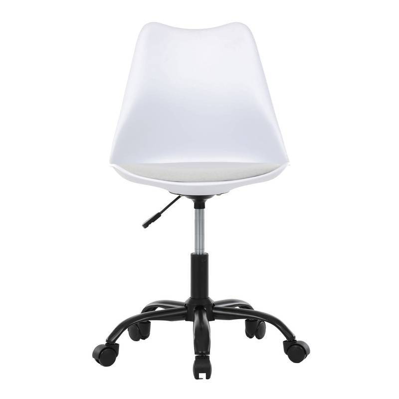 Autronic - Židle kancelářská, bílá plastová skořepina, sedák bílá látka, kovový kříž - KA-X7055 WT AKCE NOVINKA