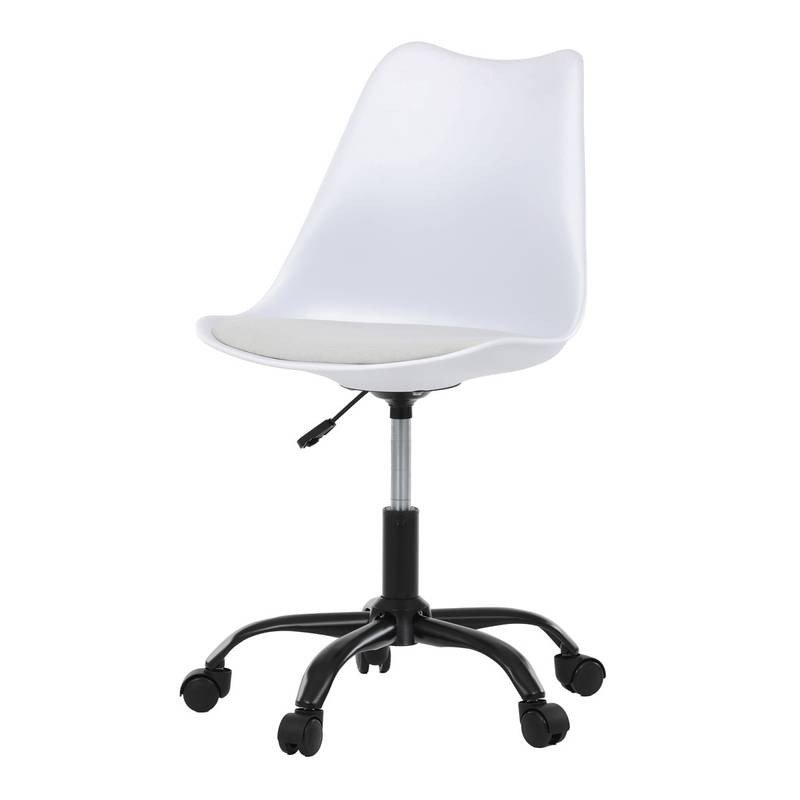 Autronic - Židle kancelářská, bílá plastová skořepina, sedák bílá látka, kovový kříž - KA-X7055 WT AKCE NOVINKA