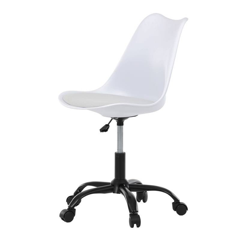 Autronic - Židle kancelářská, bílá plastová skořepina, sedák bílá látka, kovový kříž - KA-X7055 WT AKCE NOVINKA