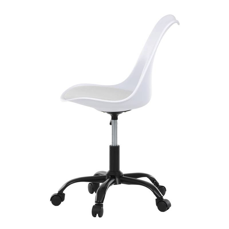 Autronic - Židle kancelářská, bílá plastová skořepina, sedák bílá látka, kovový kříž - KA-X7055 WT AKCE NOVINKA