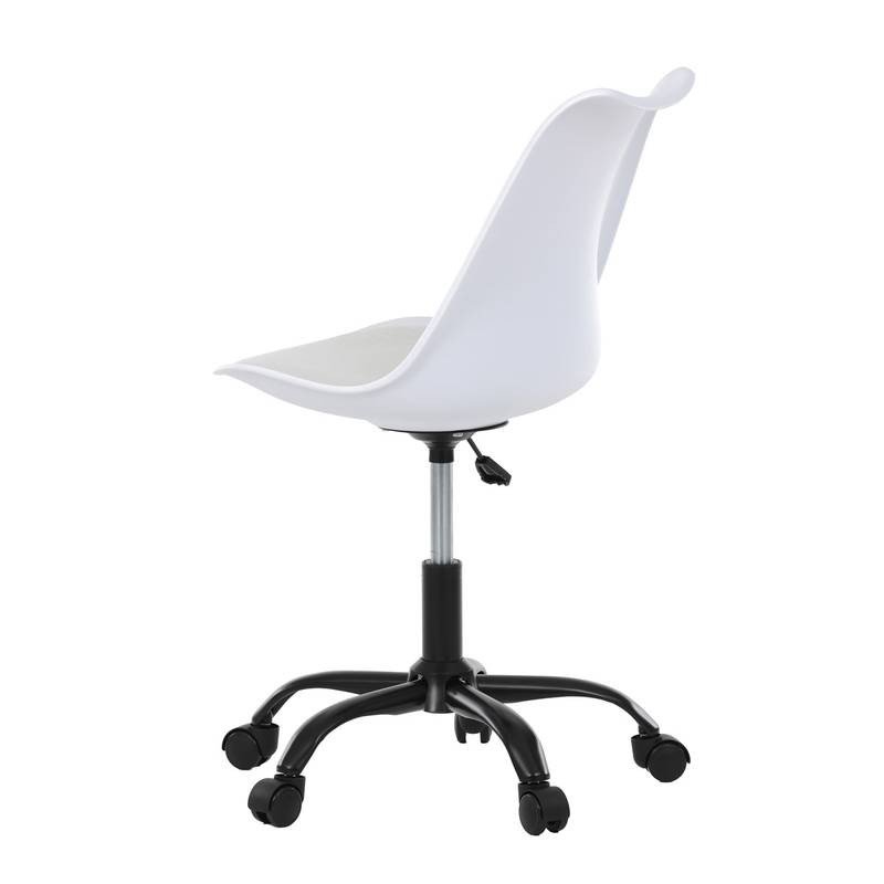 Autronic - Židle kancelářská, bílá plastová skořepina, sedák bílá látka, kovový kříž - KA-X7055 WT AKCE NOVINKA