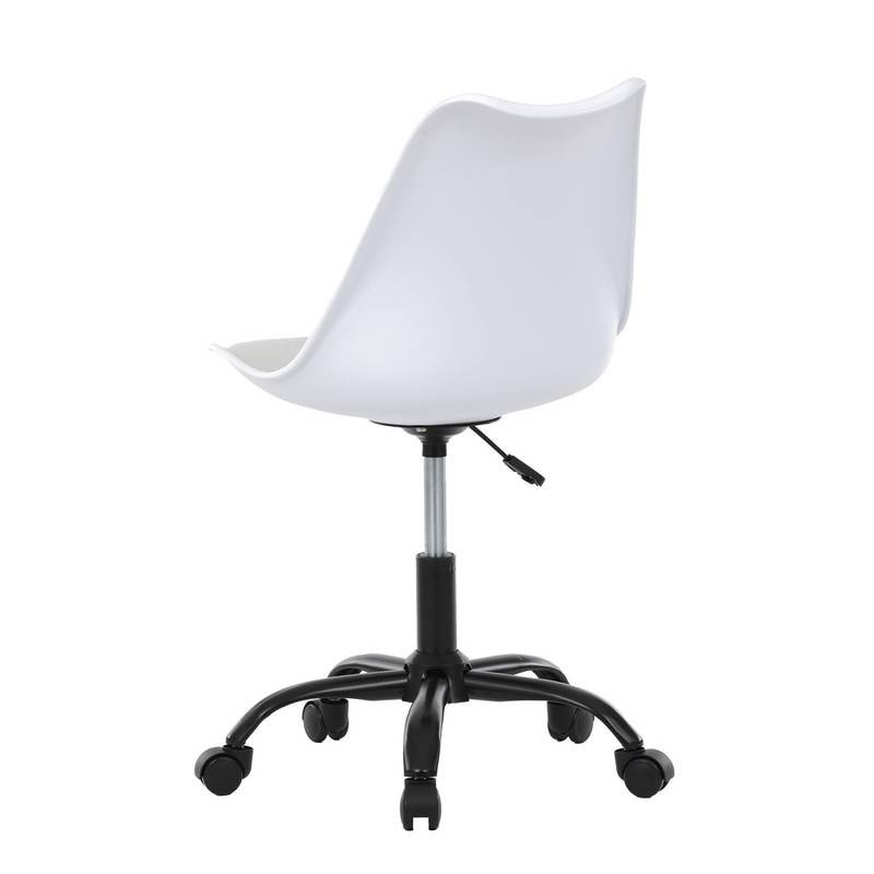 Autronic - Židle kancelářská, bílá plastová skořepina, sedák bílá látka, kovový kříž - KA-X7055 WT AKCE NOVINKA