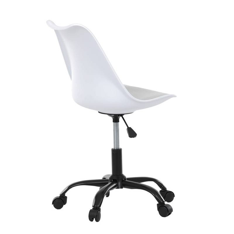 Autronic - Židle kancelářská, bílá plastová skořepina, sedák bílá látka, kovový kříž - KA-X7055 WT AKCE NOVINKA