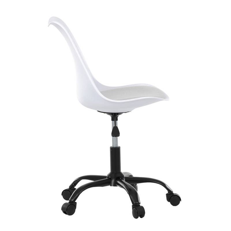 Autronic - Židle kancelářská, bílá plastová skořepina, sedák bílá látka, kovový kříž - KA-X7055 WT AKCE NOVINKA