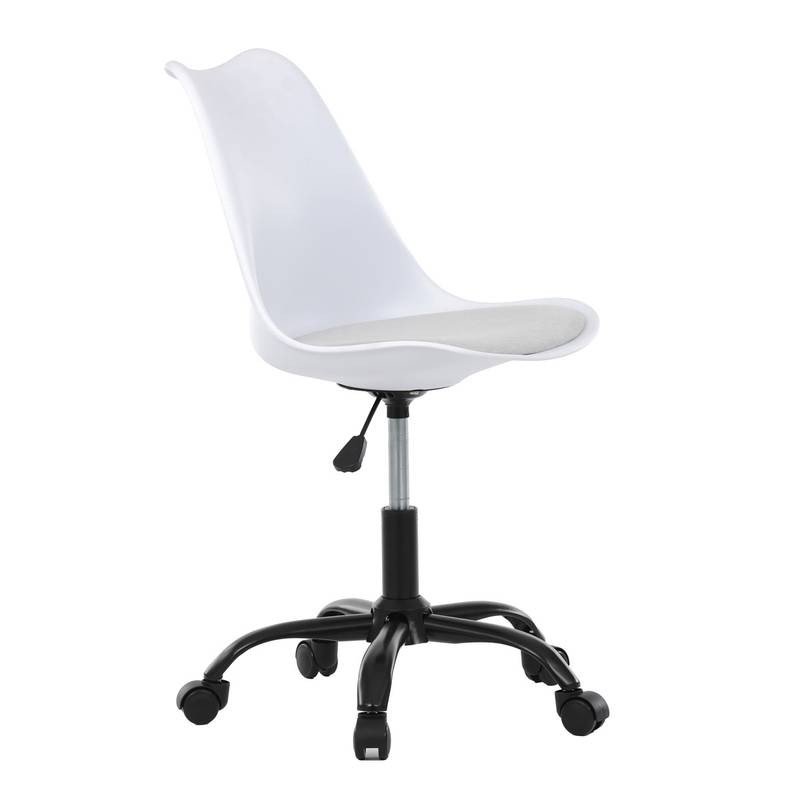 Autronic - Židle kancelářská, bílá plastová skořepina, sedák bílá látka, kovový kříž - KA-X7055 WT AKCE NOVINKA