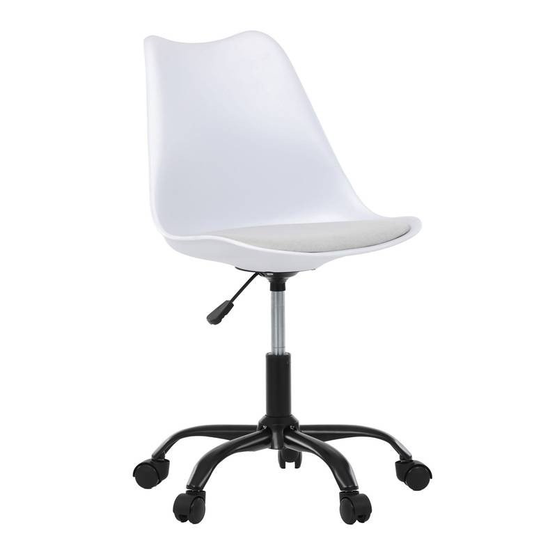 Autronic - Židle kancelářská, bílá plastová skořepina, sedák bílá látka, kovový kříž - KA-X7055 WT AKCE NOVINKA