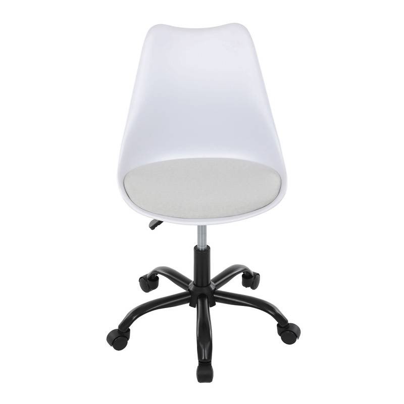 Autronic - Židle kancelářská, bílá plastová skořepina, sedák bílá látka, kovový kříž - KA-X7055 WT AKCE NOVINKA