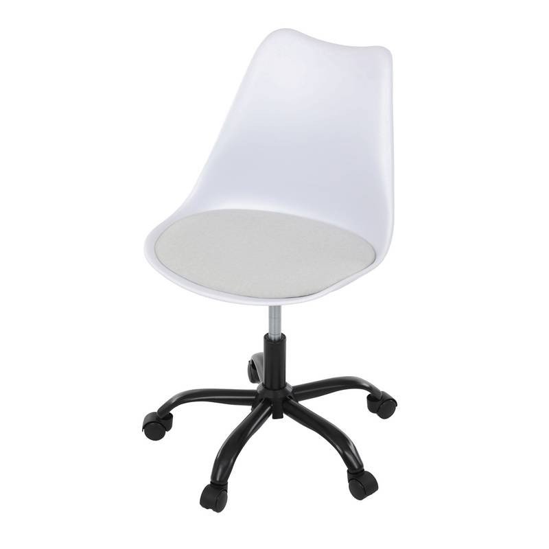 Autronic - Židle kancelářská, bílá plastová skořepina, sedák bílá látka, kovový kříž - KA-X7055 WT AKCE NOVINKA