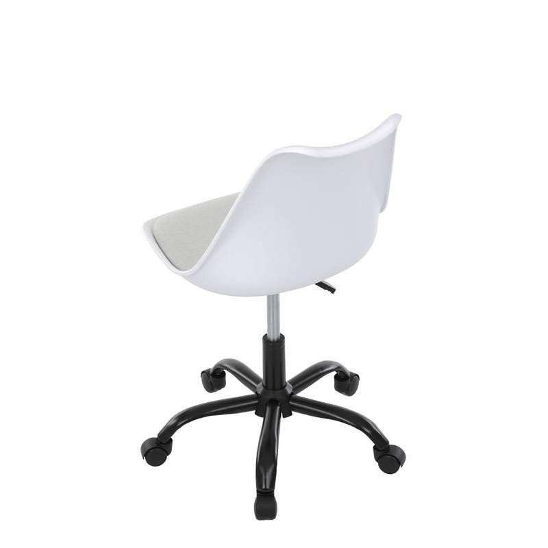 Autronic - Židle kancelářská, bílá plastová skořepina, sedák bílá látka, kovový kříž - KA-X7055 WT AKCE NOVINKA