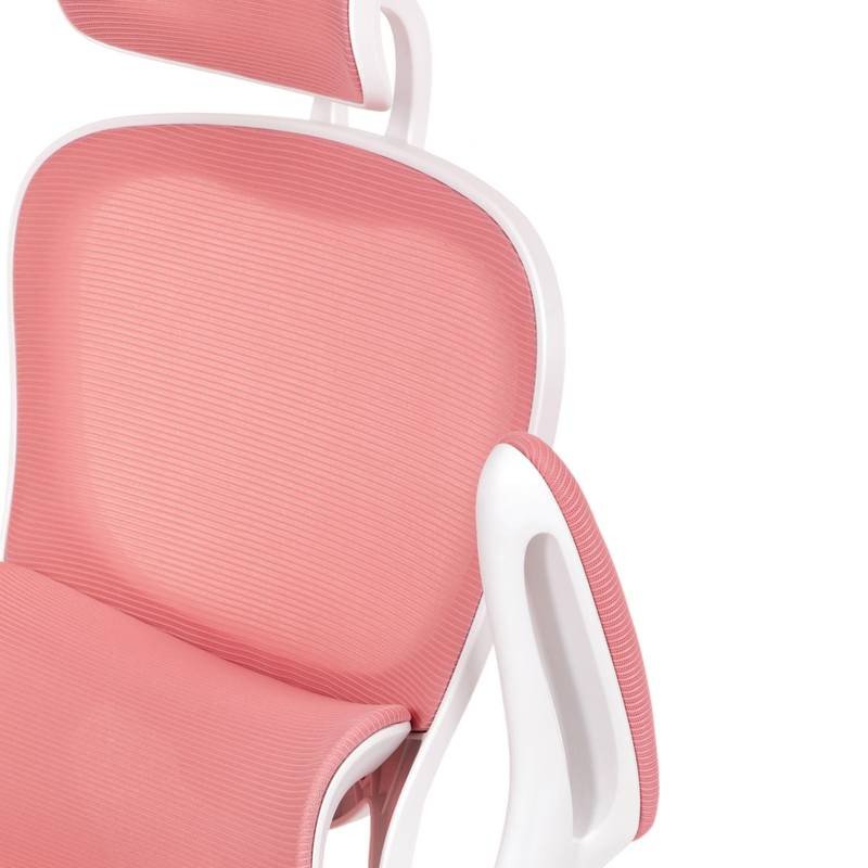 Autronic - Kancelářská židle, růžová síťovina, bílý plast, plastový kříž, kolečka na tvrdé podlahy - KA-Y337 PI