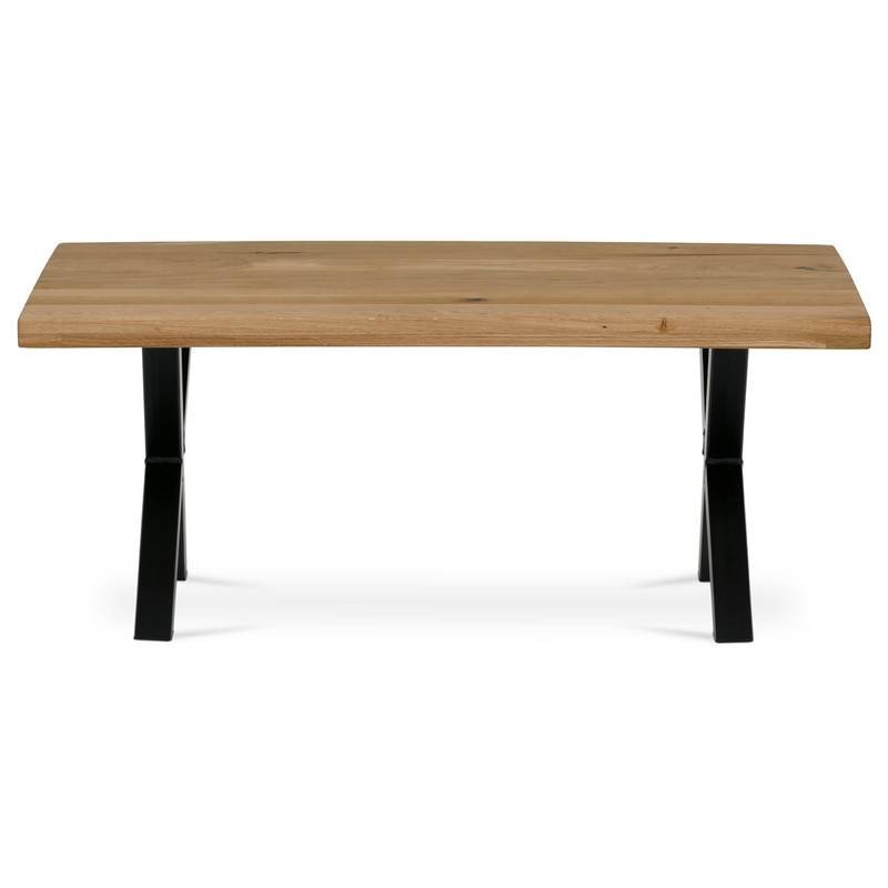 Autronic - Stůl konferenční 110x70x45cm, masiv dub, rovná hrana, kovová noha "X" 5x5 cm - KS-F110X DUB AKCE