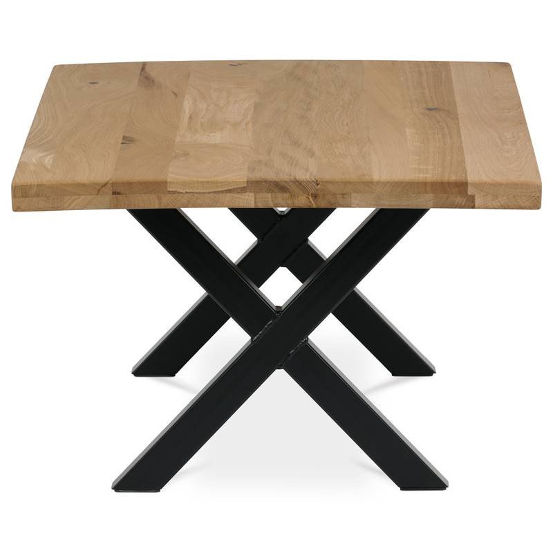 Autronic - Stůl konferenční 110x70x45cm, masiv dub, rovná hrana, kovová noha "X" 5x5 cm - KS-F110X DUB AKCE