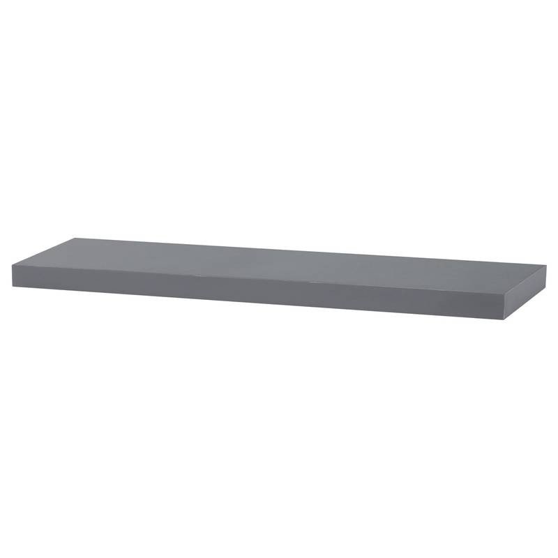 Autronic - Polička nástenná 80 cm, MDF, farba sivý vysoký lesk, baleno v ochranej fólii - P-005 GREY