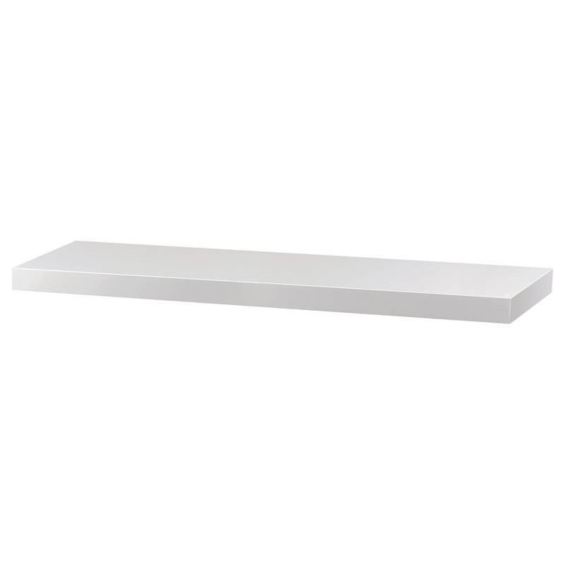 Autronic - Polička nástenná 80 cm, MDF, farba biely vysoký lesk, baleno v ochranej fólii - P-005 WT