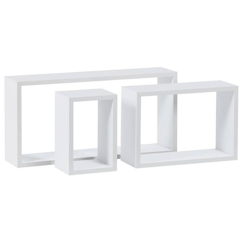 Autronic - Policka nástenná, sada 3 ks, MDF, farba biela matná, baleno v ochranej fólii - P-009 WT2
