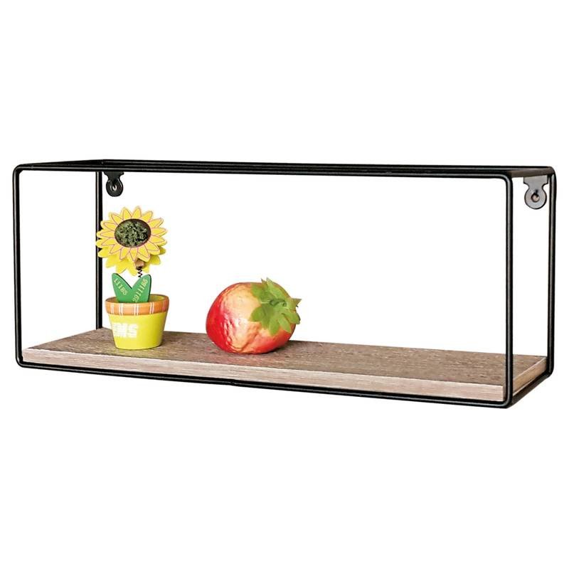 Autronic - Polička nástěnná 40 cm, MDF, dekor dub, kov černý mat - P-062 OAK
