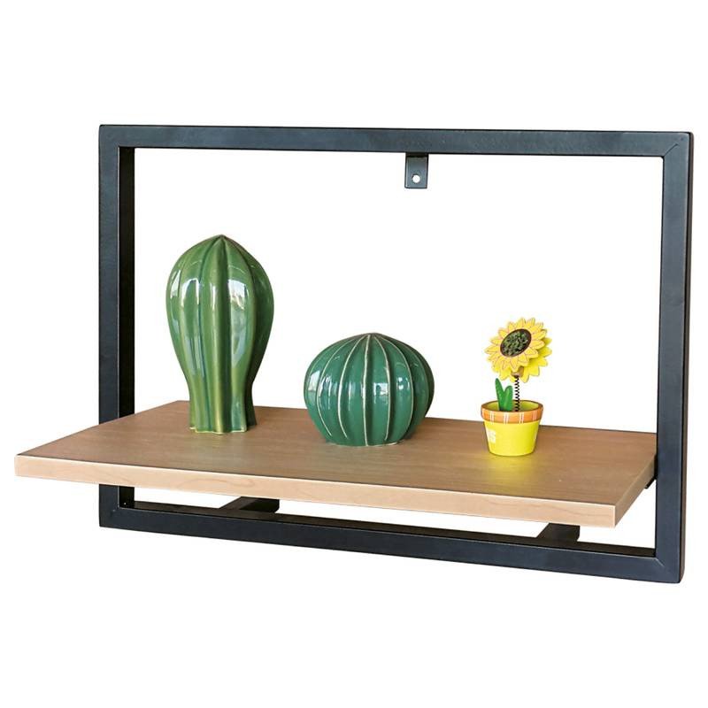 Autronic - Polička nástěnná 50x20 cm, MDF, dekor dub, kov černý mat - P-072 OAK