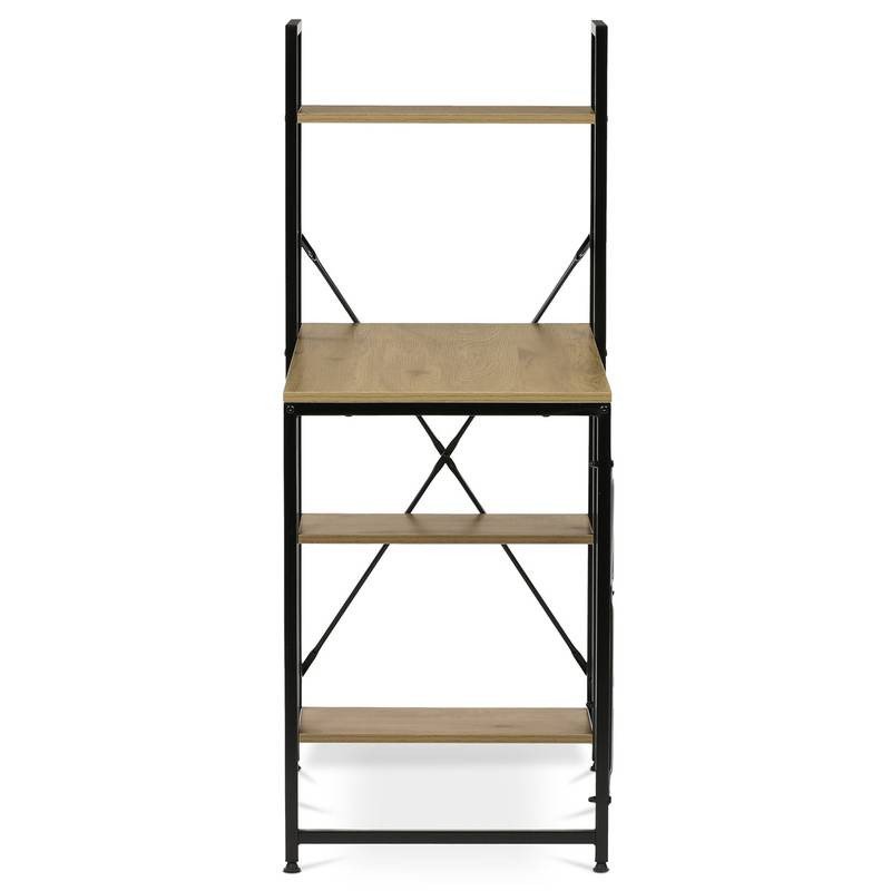Autronic - Stůl pracovní s regálem, MDF, dekor dub, černý kov - GD-512 OAK AKCE NOVINKA