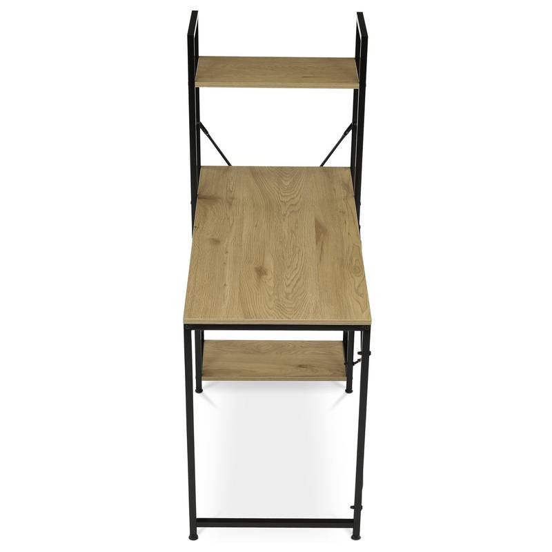 Autronic - Stůl pracovní s regálem, MDF, dekor dub, černý kov - GD-512 OAK AKCE NOVINKA