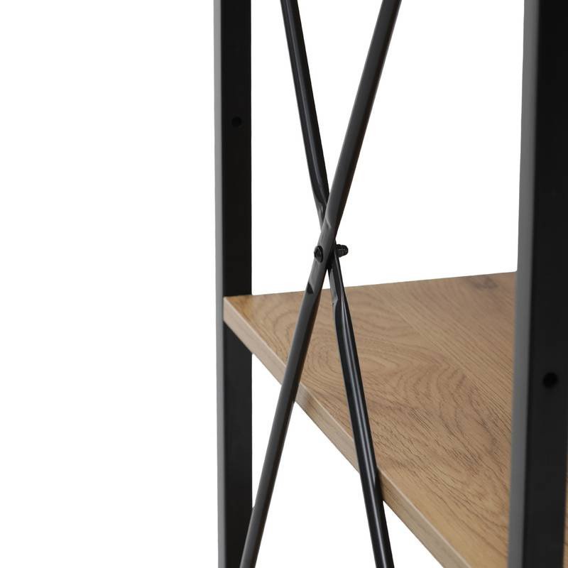 Autronic - Stůl pracovní s regálem, MDF, dekor dub, černý kov - GD-512 OAK AKCE NOVINKA
