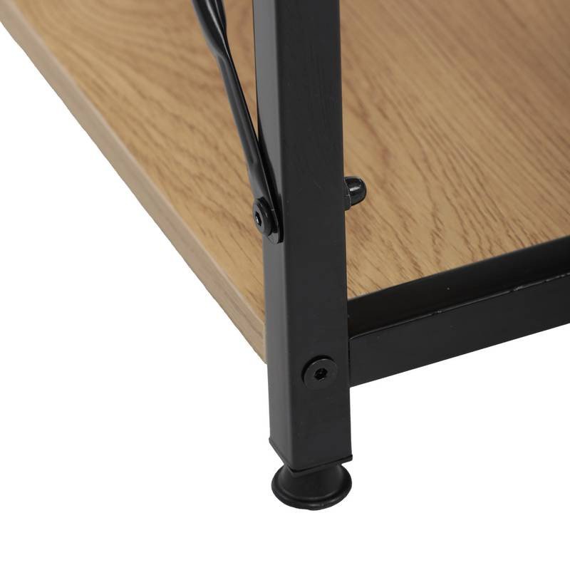 Autronic - Stůl pracovní s regálem, MDF, dekor dub, černý kov - GD-512 OAK AKCE NOVINKA