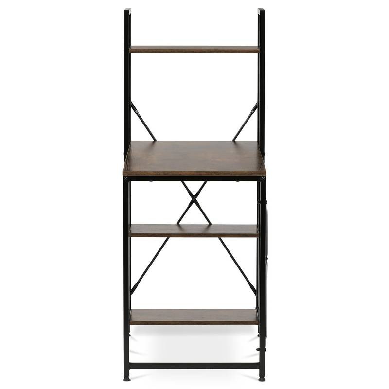 Autronic - Stůl pracovní s regálem, MDF, dekor staré dřevo, černý kov - GD-512 OLW AKCE NOVINKA