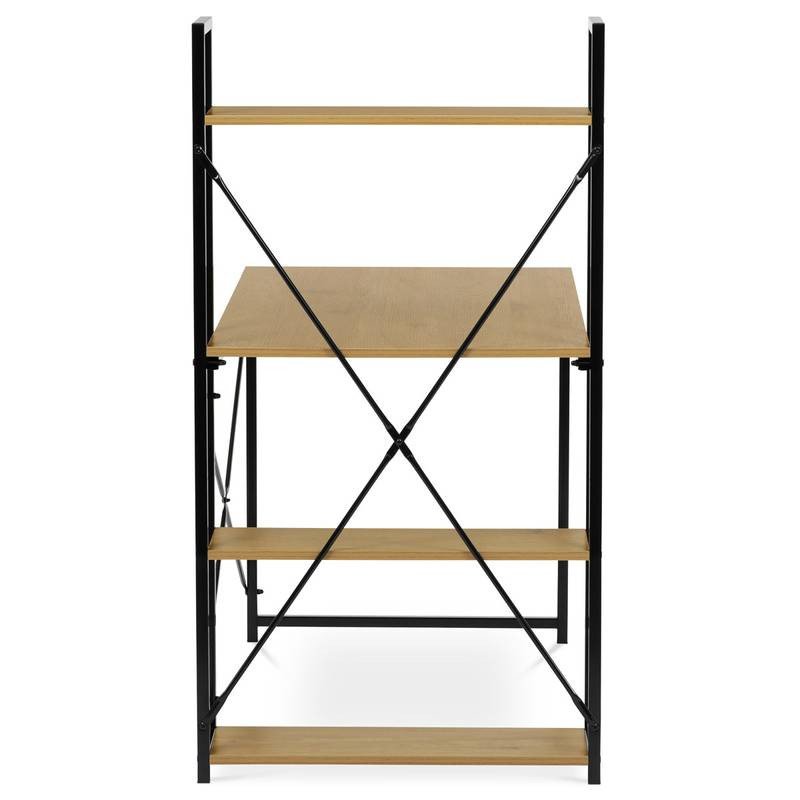 Autronic - Stůl pracovní s regálem, MDF, dekor dub, černý kov - GD-520 OAK