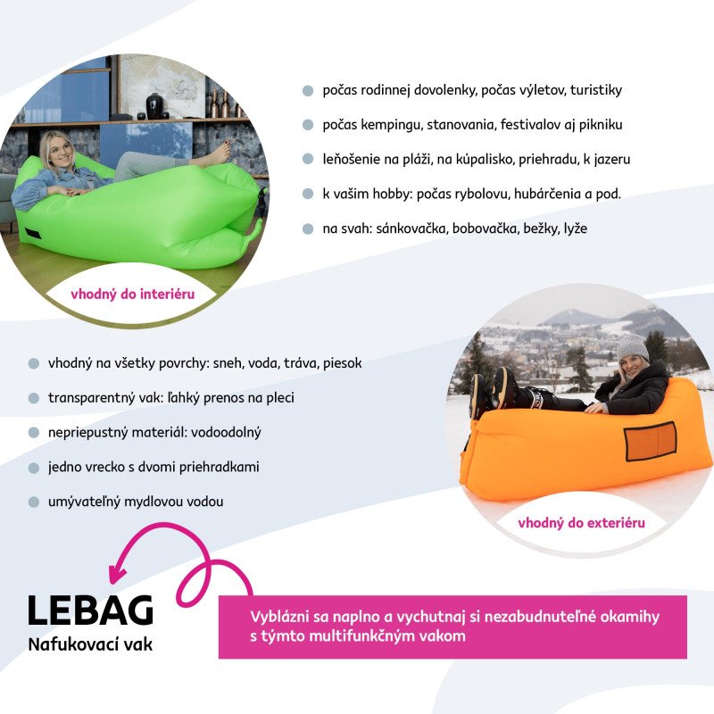 Kondela Nafukovací sedací vak/lazy bag, modrá, LEBAG