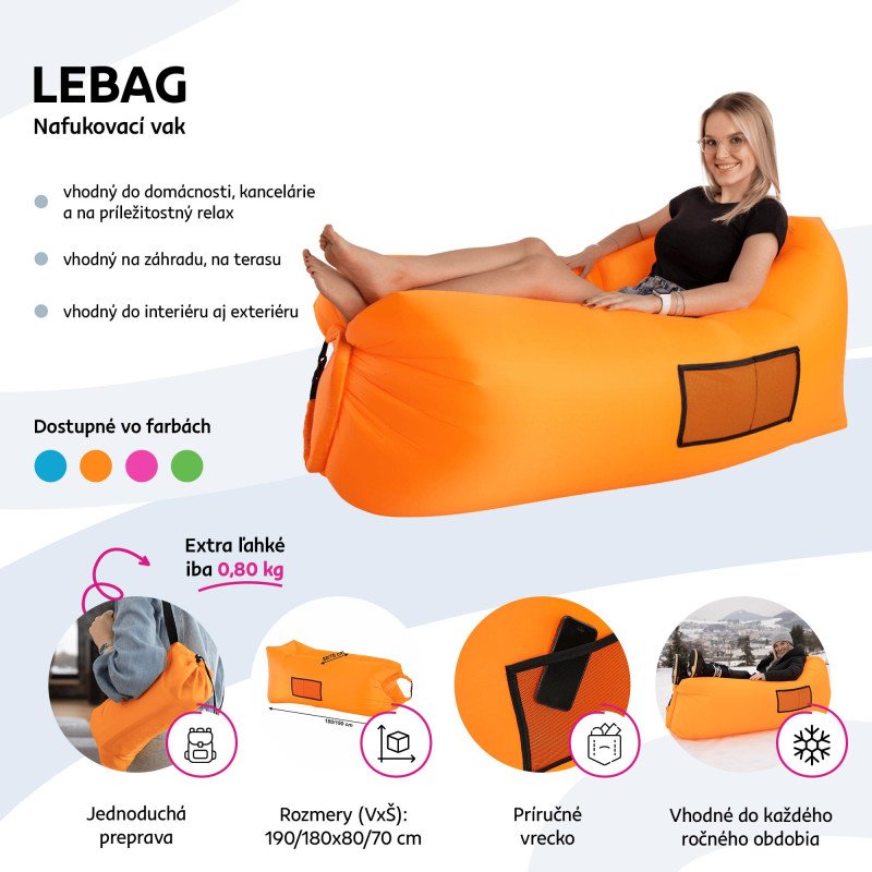 Kondela Nafukovací sedací vak/lazy bag, modrá, LEBAG