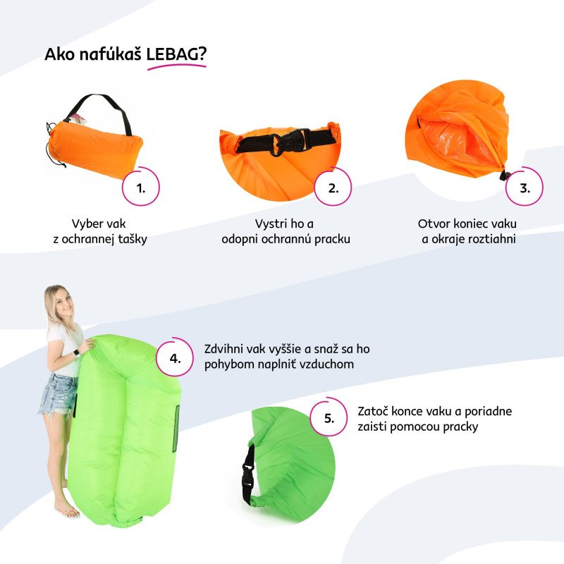 Kondela Nafukovací sedací vak/lazy bag, modrá, LEBAG
