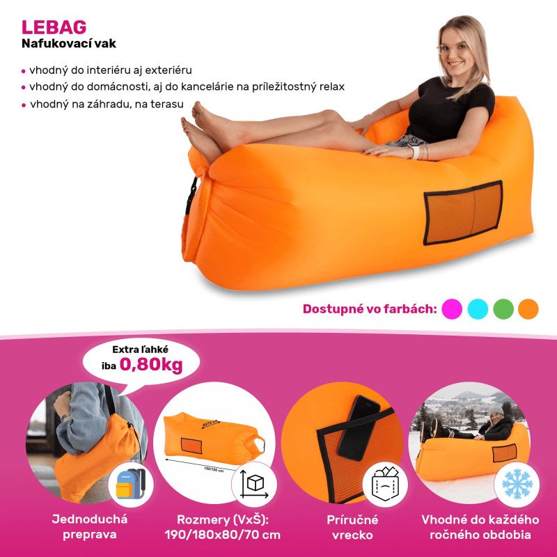 Kondela Nafukovací sedací vak/lazy bag, modrá, LEBAG