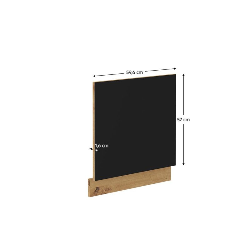 Kondela Dvierka na umývačku riadu, čierny mat/dub artisan, MONRO ZM 570x596