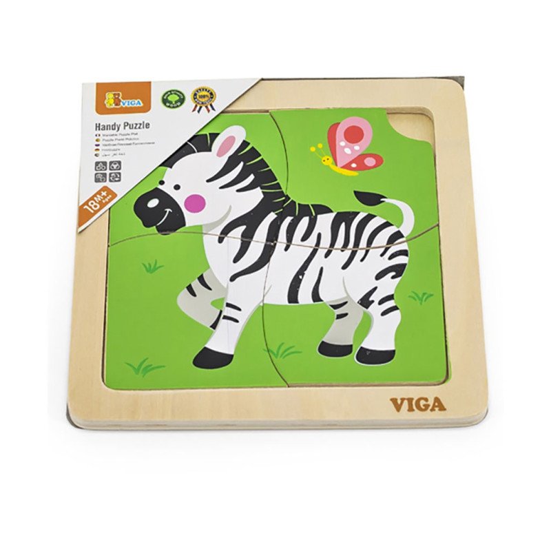 Drevené puzzle pre najmenších Viga 4 ks Zebra