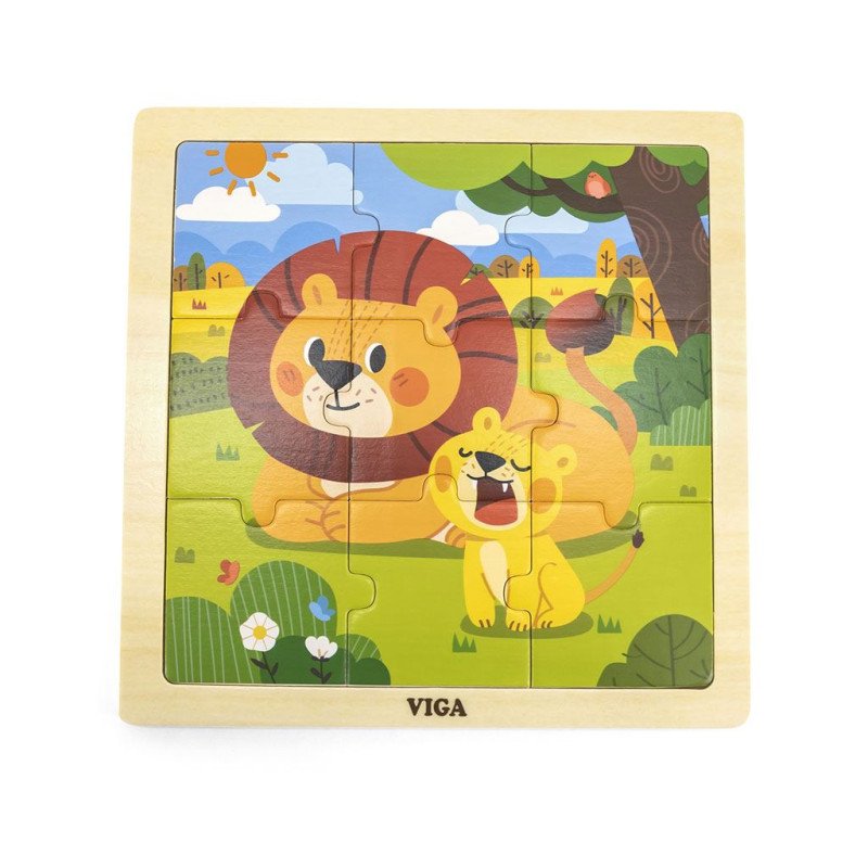 Drevené puzzle pre najmenších Viga 9 ks Lion