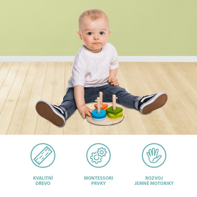 Drevené Montessori puzzle, Wood