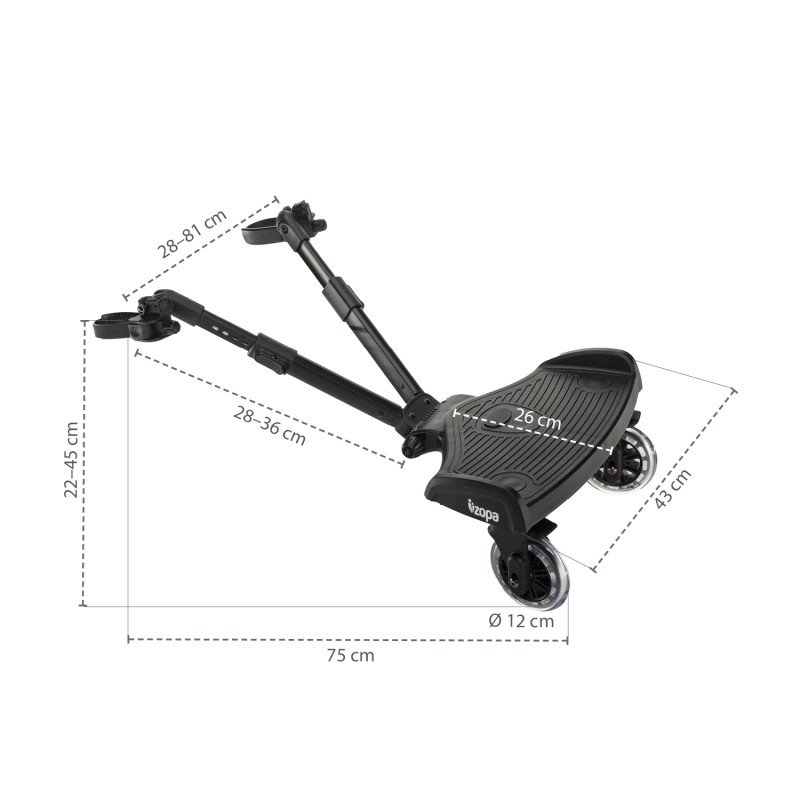 Skejtík ku kočíku Segboard 2, Black