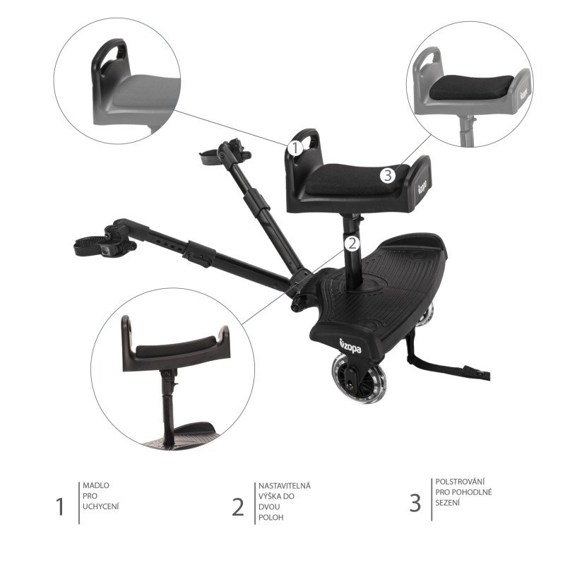 Sedátko ku skejtíku Segboard 2, Black
