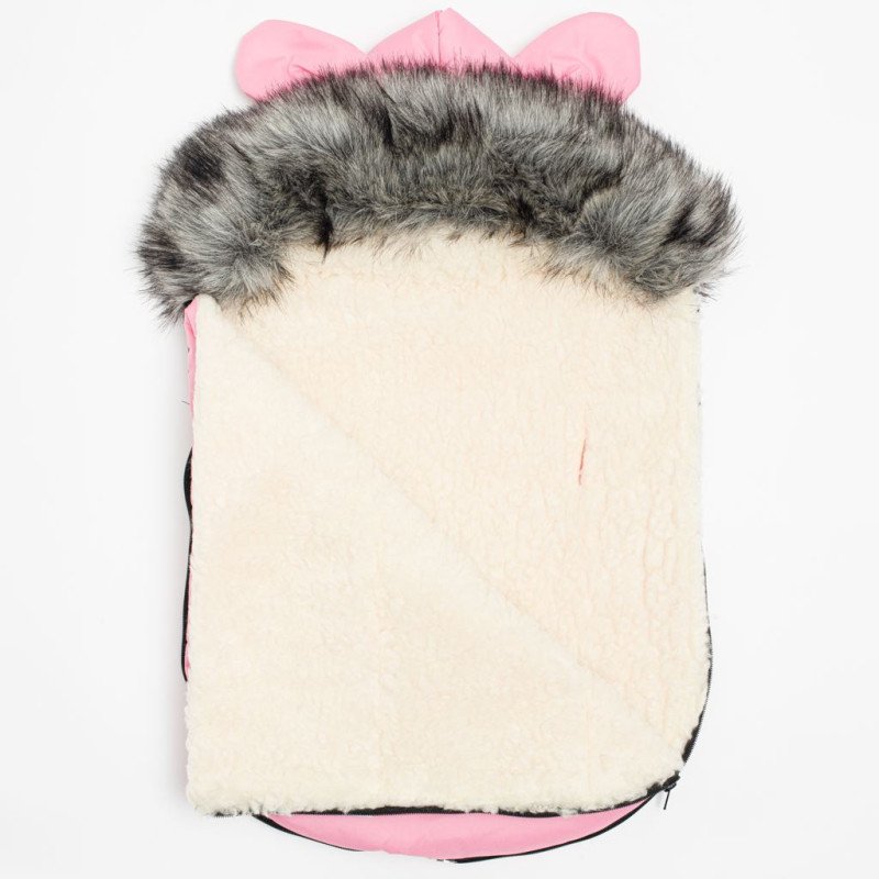 Luxusný zimný fusak s kapucňou s uškami New Baby Alex Wool pink