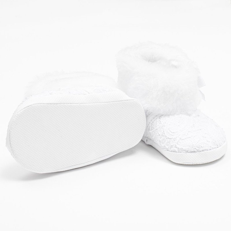 Dojčenské zimné krajkové kozačky New Baby 3-6 m biele