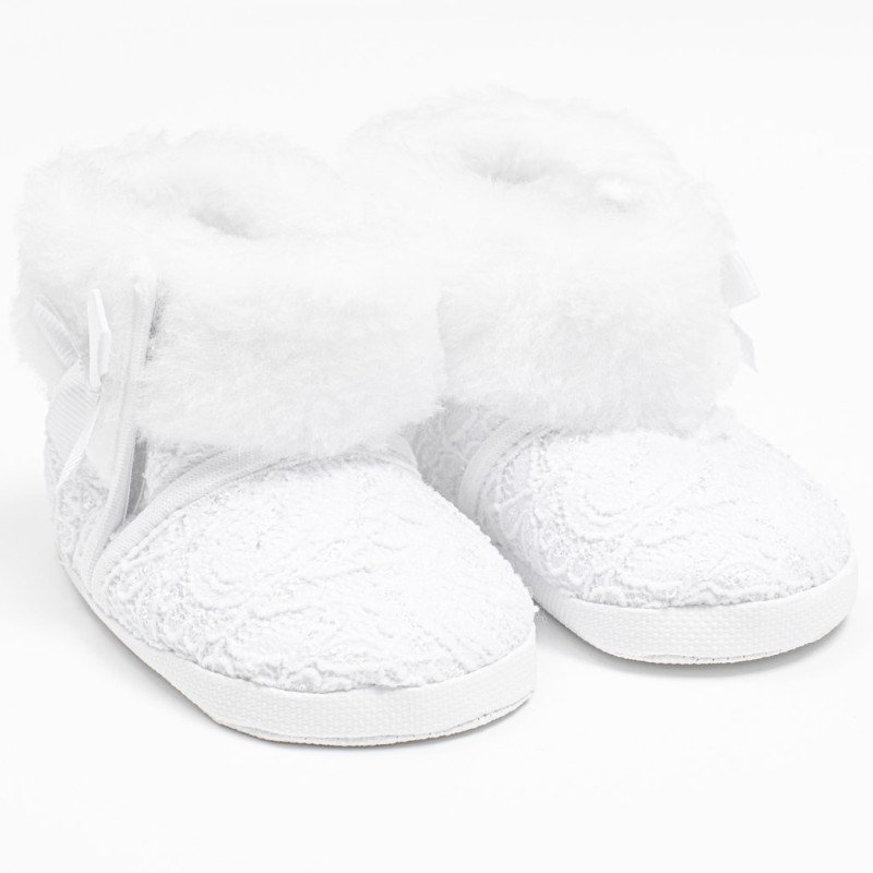 Dojčenské zimné krajkové kozačky New Baby 6-12 m biele
