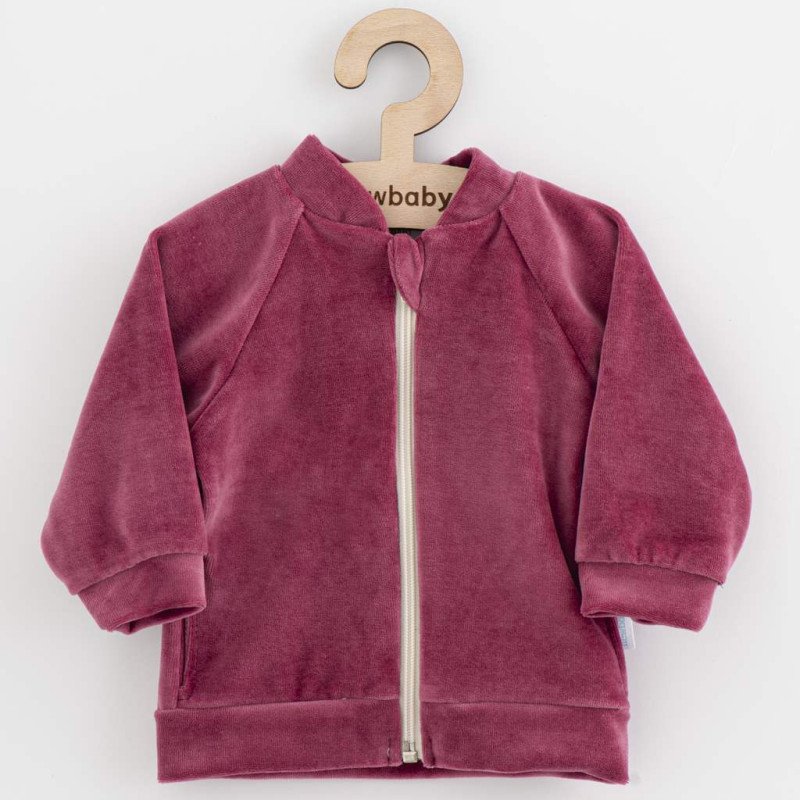 Dojčenská semišková mikina New Baby Suede clothes ružovo fialová