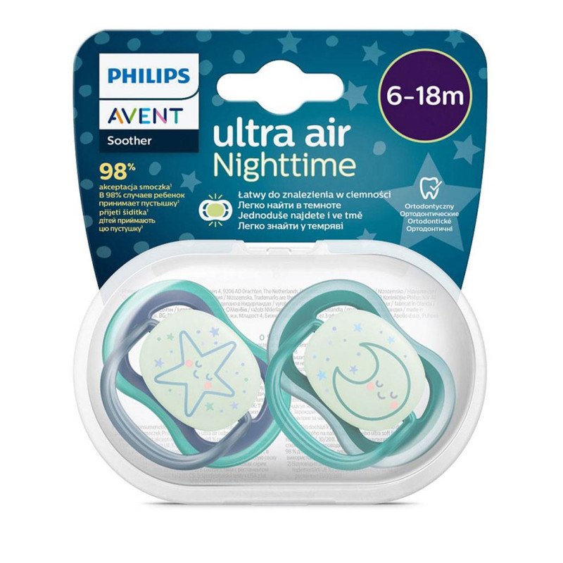 Dojčenský cumlík Ultra air Night Avent 6-18 mesiacov - 2 ks chlapec
