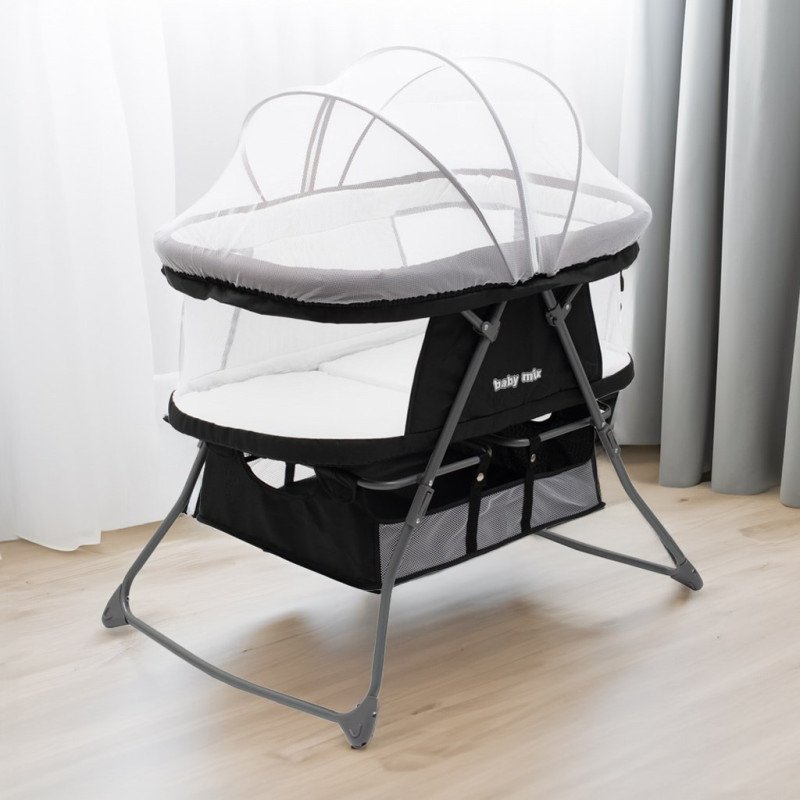 Skladacia postieľka-kolíska DreamyNest Baby Mix čierna