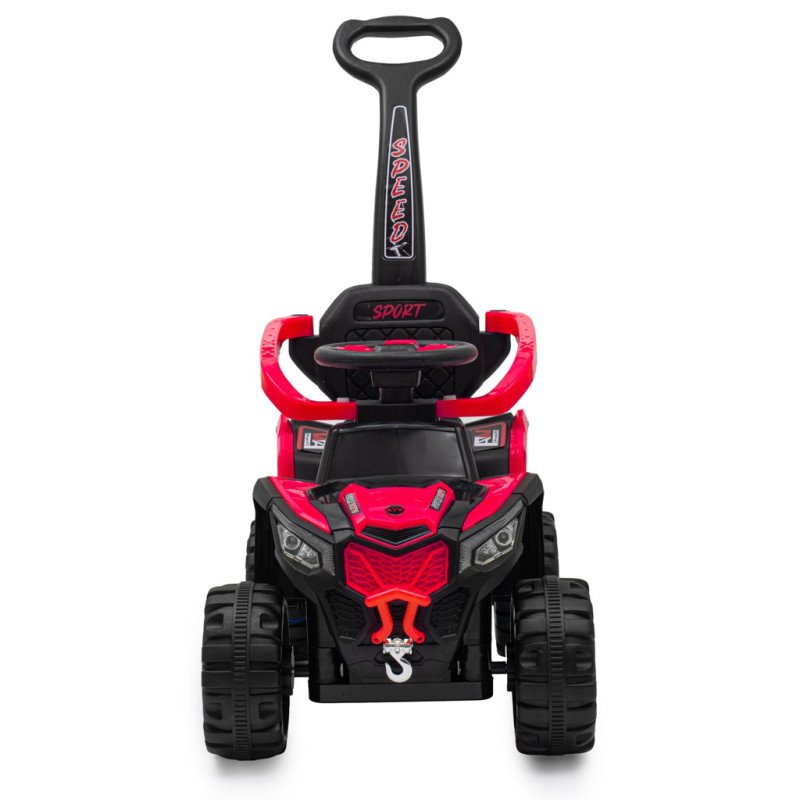 Detské elektrické odrážadlo Baby Mix Ruggy s vodiacou tyčou červené