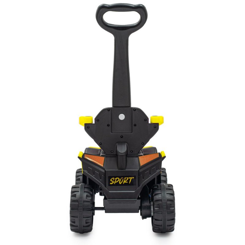Detské elektrické odrážadlo Baby Mix Ruggy s vodiacou tyčou žlté