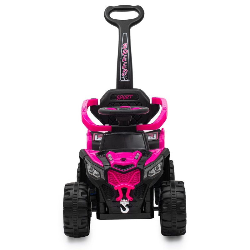 Detské elektrické odrážadlo Baby Mix Ruggy s vodiacou tyčou ružové