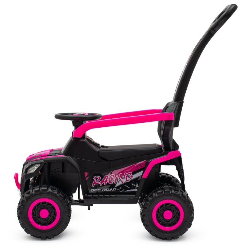 Detské elektrické odrážadlo Baby Mix Ruggy s vodiacou tyčou ružové