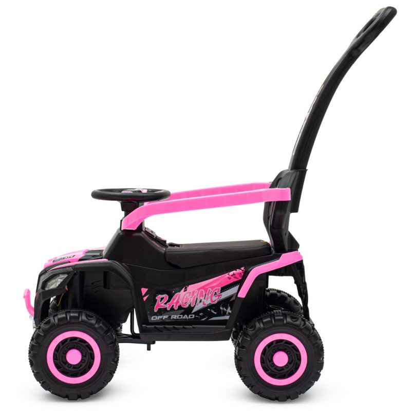 Detské elektrické odrážadlo Baby Mix Ruggy s vodiacou tyčou baby pink