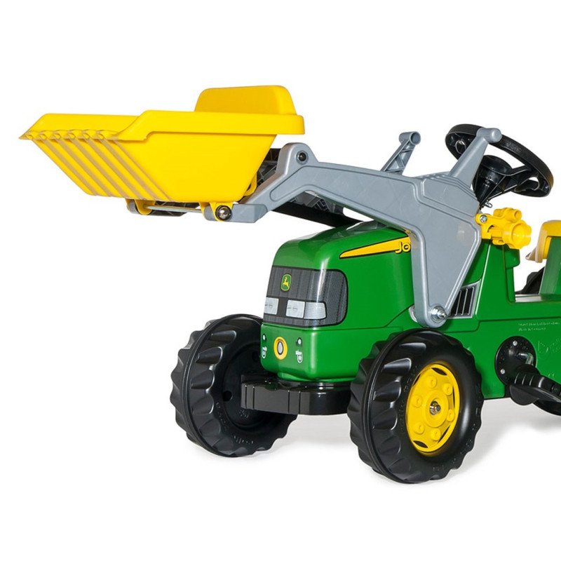 Šliapací traktor s nakladačom a vlečkou Rolly Kid John Deere zelený